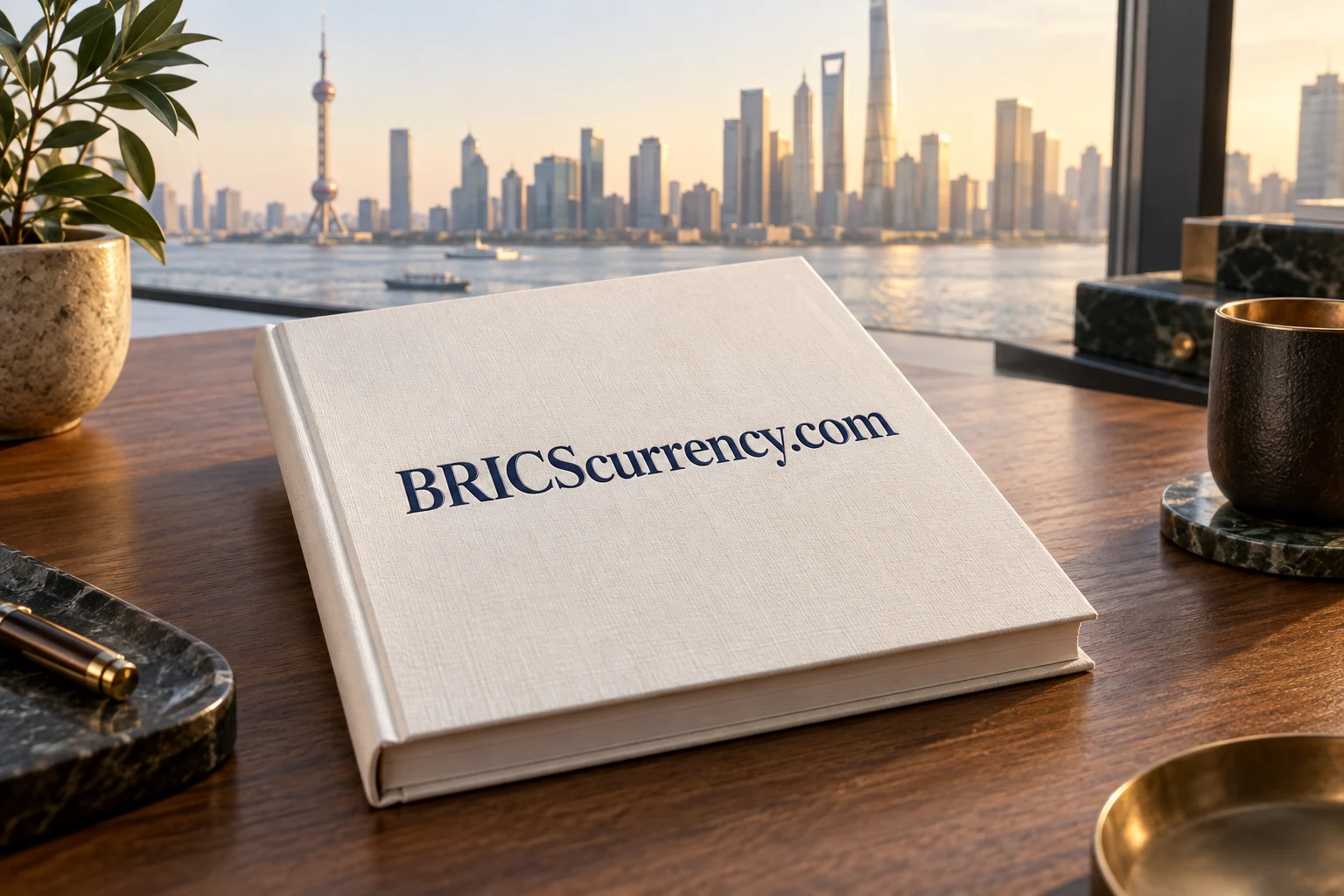 A BRICScurrency.com research publication overlooking an international skyline